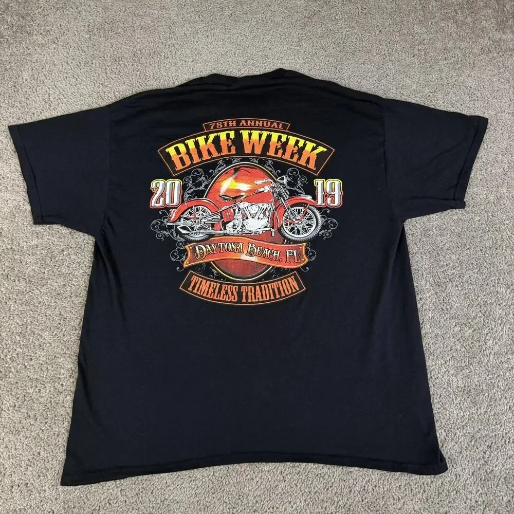 Bike Week Shirt Mens XL Black Daytona Beach 2019 Graphic Crew Neck Cotton - Picture 2 of 12